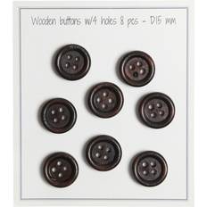 Go Handmade Wooden Buttons Round Groove Dark 8pcs 15mm
