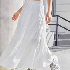 Skirts Shein Teen Girl Casual Pleated Loose - White