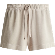Beige - Women Shorts H&M Washed Cotton Sweatshorts - Light Grey Beige