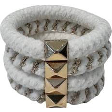 Dark Fluffy Fat Hair Tie With Gold White Mix 4 st
