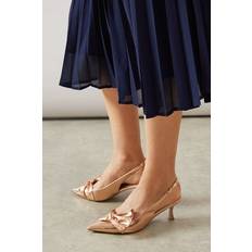 Wallis Vitalia Bow Detail Slingback Pointed Medium Heel Court Shoes - Rose Gold