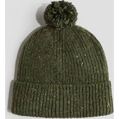 H&M Rib-knit Pompom Beanie - Dark Green