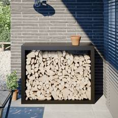 Caminetti vidaXL Rastrelliera Per Legna Da Ardere Nera 100x40x80 Cm Acciaio
