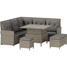 OutSunny 860-283V70GY Outdoor Lounge Set, 1 Table incl. 2 Chairs & 1 Sofas