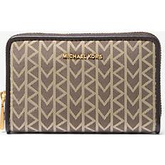 Michael Kors Jet Set Small MK2000 Logo Jacquard Wallet - Natural