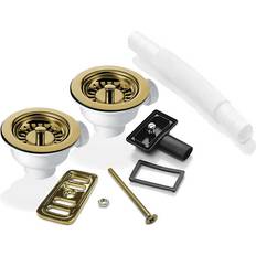 Plastic Sink Strainers Astini 2x 90mm Gold Strainer Waste Overflow For RAK Rangemaste