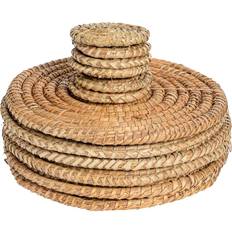 Brown Coasters Argon Tableware Round Woven Palm Leaf Placemats & Coasters - Brown Coaster