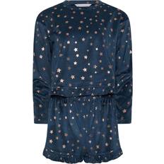 Blue - Women Pyjamas PixieGirl Petite Luxe Fleece Foil Star Pyjama Set - Blue