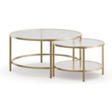 Dunelm Sofia Glass Nest of Tables Gold Coffee Table 80cm 2pcs