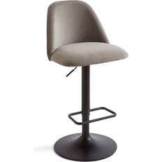 Dunelm Delaney Adjustable Height Barstool Velvet Grey Seating Stool 113cm