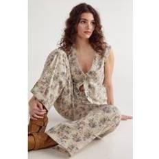 Denim - Women Vests Nasty Gal Floral Printed Denim Waistcoat - Multi