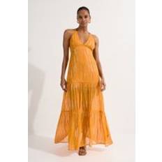 Swimsuit Cover-Ups & Sarong Wraps Karen Millen Strappy Metallic Viscose Georgette Beach Dress - Mango