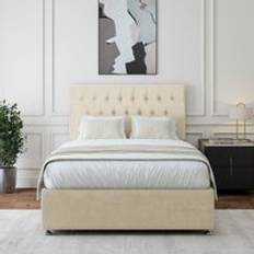 Natural Beds Bedmaster Luxury Velvet Divan Base And Button Headboard - Natural - King Continental Bed