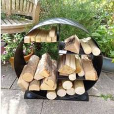 Inspirational Gifting Steel Round Log Store and Shelves Metal Log Holder Black One Size