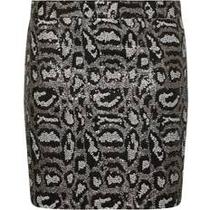 Grey Skirts Yours Curve Women's Plus Size Sequin Leopard Print Mini Skirt