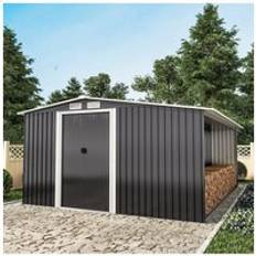 Garden Metal Storage Shed with Log Storage One Size
