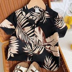 Buttons Shirts Shein Young Boy Casual Funny Cute Resort Print Woven Shirt - Summer Play