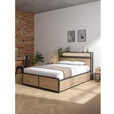 Black Frame Beds X-Rocker Denver Ottoman With Wireless Charging And Led Lights - Oak/Black Frame Bed