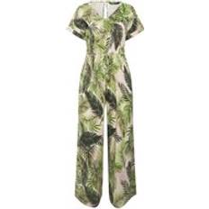 White Jumpsuits & Overalls Yours Curve White Palm Print Tie Front Jumpsuit - White Palm Print