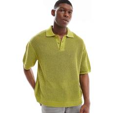 Pull&Bear Finstickad Pikétröja T-shirt - Grön