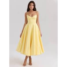 House of CB Mademoiselle Satin Tulle Midi Dress - Sunshine Yellow