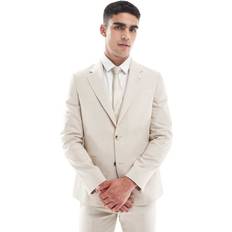Beige Suits River Island Skinny Double Breasted Suit Jacket - Beige