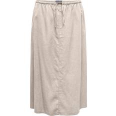 Only Carmakoma Curve Linen Mix High Waist Maxi Skirt - Stone