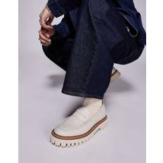Hopper Naturvita Loafers Sadelstil Äkta Läder - Vit
