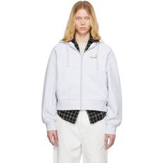 Carhartt WIP Dame Overtøj Carhartt WIP American Script Hættetrøje Med Lynlås - Gråmeleret