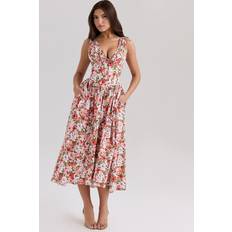 House of CB Emmelina Print Stretch Cotton Corset Sundress - Floral Rose/Pink