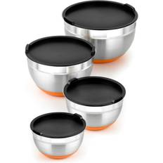 Recipientes Mezcladores Bra Set de 4 Boles de Cocina 0.4 Litros Naranja Recipiente Mezclador