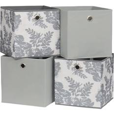 Grey Mixed Floral Pattern Fabric Cube 4 Pack 27 x 27 x 27 cm
