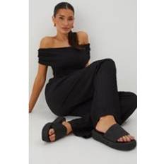 Shoes Misspap Woven Platform Sliders - Black