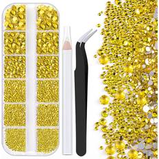 Nail Decoration & Nail Stickers BelleBoost Flatback Round Nail Art Rhinestone Picker Pencil And Tweezer - Lemon Yellow