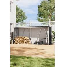 Black - Wood Sheds H&O Direct Outdoor Zinc Steel Firewood Log Garden Storage Shed One Size (Building Area )