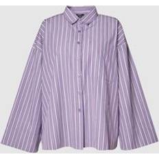 Purple Shirts Nasty Gal Womens Plus Cotton Stripe Extreme Oversized Wide Cuff Shirt - Purple