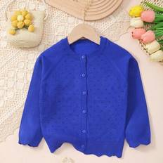 Cardigans Children's Clothing Shein Young Girl Lightweight Button Hollow Knit Cardigan Sweater