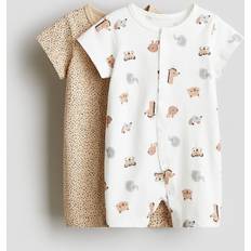 Återvunna material Pyjamasar Barnkläder H&M Beige 2-Pack Pyjamasoverall I Bomullstrikå - Beige/Djur