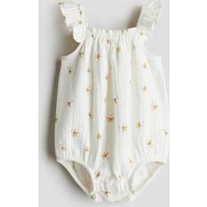 Bebisar Playsuits Barnkläder H&M Mönstrad Romper I Muslin - Vit/Blommig