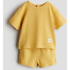 H&M Baby 2-Delt Sæt I Vaflet Jersey - Gul