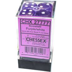 Chessex Borealis Purple/White 16mm D6 12 Dice Block