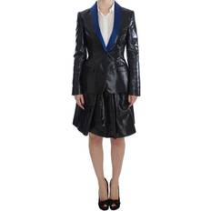 Two Piece Suit Skirt & Blazer - Black/Blue