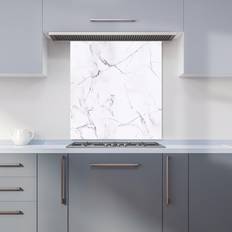 Grey Splash Guards Warren Reed Designer White Marble Effect Kitchen Splashback 75 x 70 cm Splash Guard