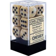 Sällskapsspel Chessex Marble Ivory/Black 16mm D6 12 Dice Block