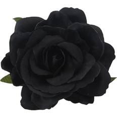 Grey Brooches Exogio Silk Flower Hair Clip Brooch Wedding Corsage 8cm - Black