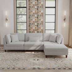 Uixe Couch with Ottoman Sea Salt Gray Sofa 120.6" 4pcs 3 Seater