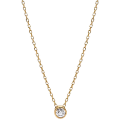 Pandora Era Bezel Lab Grown Pendant Necklace - Gold/Diamond