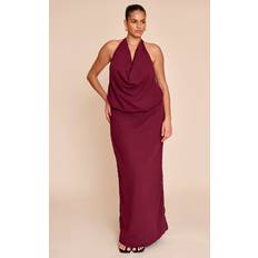 PrettyLittleThing Plus Chiffon Cowl Neck Maxi Dress - Purple