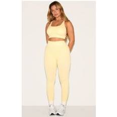 Women - Yellow Tights & Stay-Ups PrettyLittleThing Shape Butter Yellow Seamless Active Ruched Bum High Waisted Leggings - Yellow