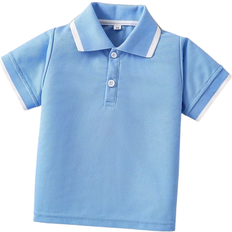Polyester Polo Shirts Children's Clothing Shein Young Boy Contrast Trim Polo Shirt